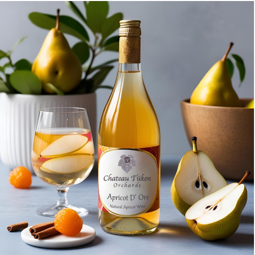 A bottle of chateau tuken apricot d' orre wine