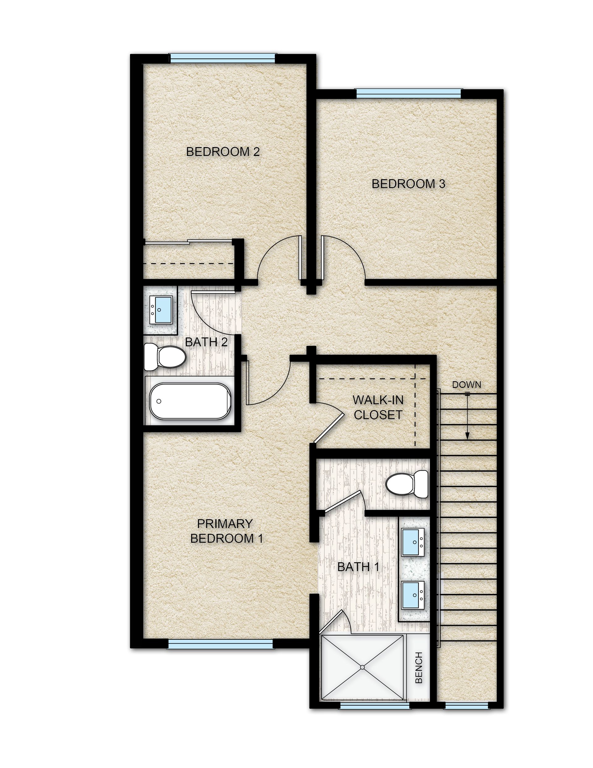Momentum Plan 1-3 Layout | Pan Cal Homes