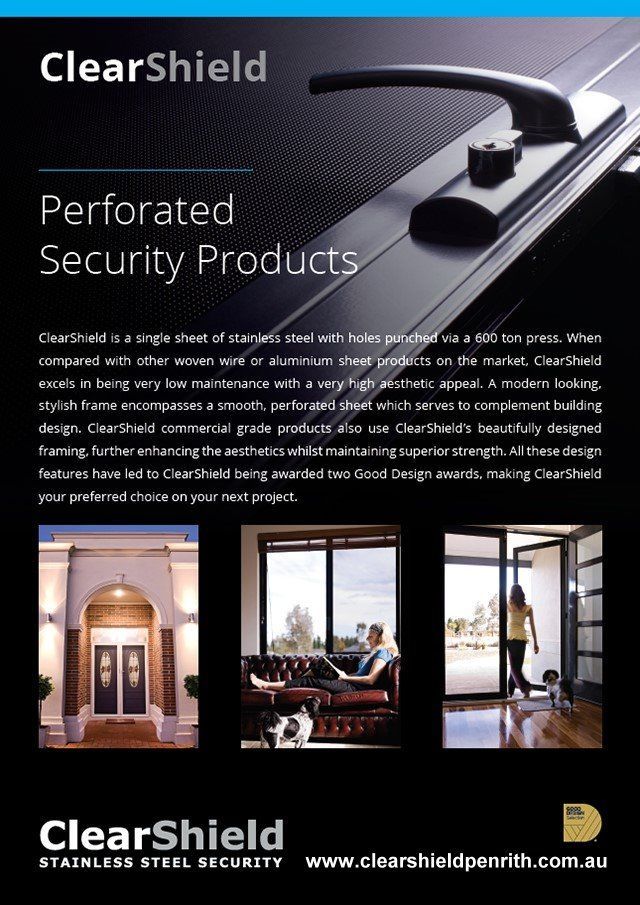 An advertisement for ClearShield stainless steel security products - Penrith, NSW - ClearShield-Penrith