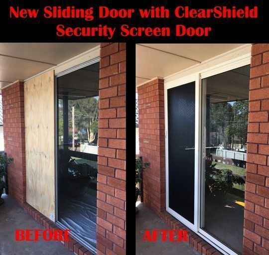 Before and After Picture of a Sliding Door with a Clear Shield Security Screen Door - Penrith, NSW - ClearShield-Penrith