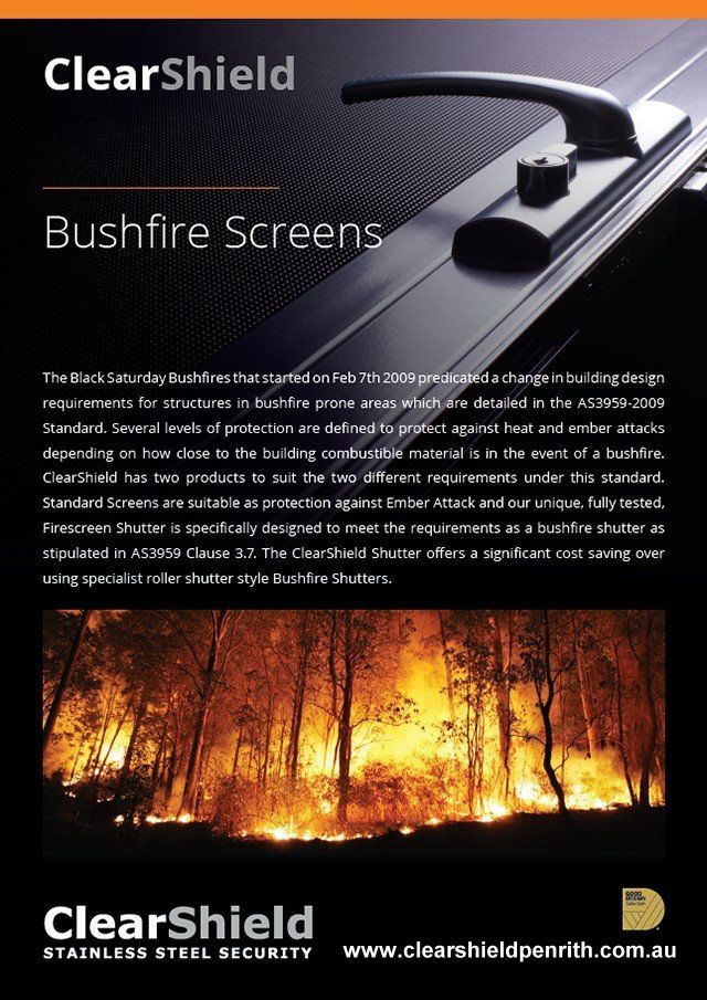 An Advertisement for Bushfire Screens by ClearShield - Penrith, NSW - ClearShield-Penrith