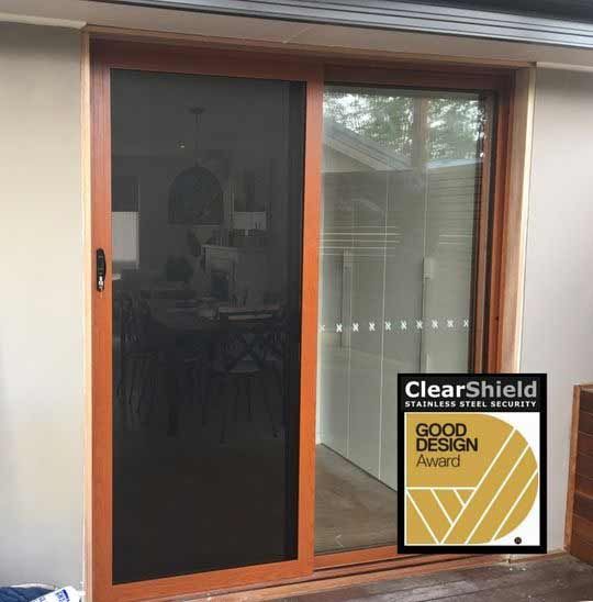 A Sliding Glass Door with a Clear Shield Stainless Steel Security Good Design Award - Penrith, NSW - ClearShield-Penrith