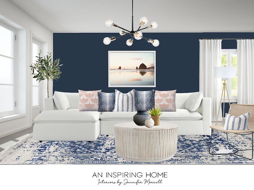 Blush and Navy Living Room | Charlotte & Waxhaw | An Inspiring Home