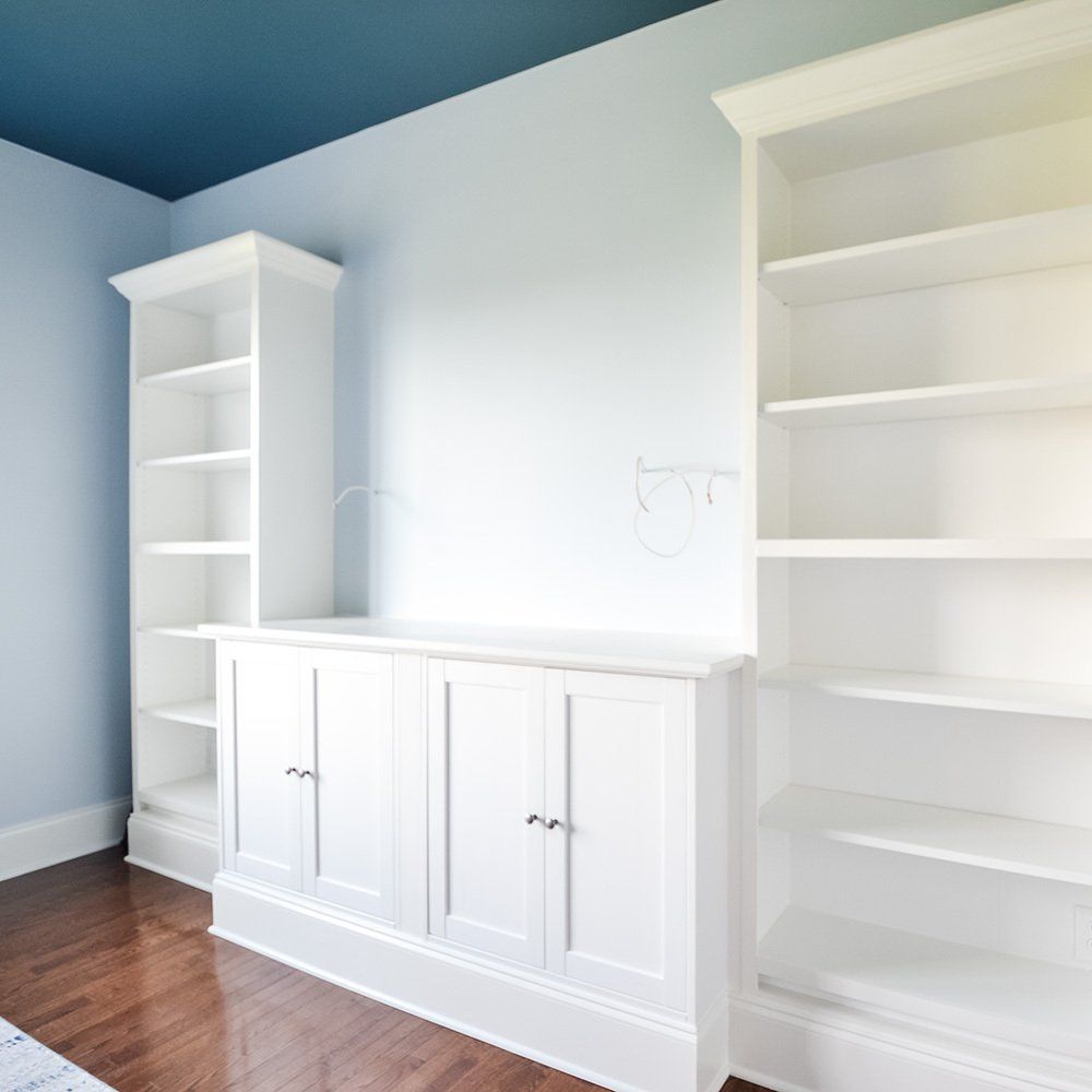 light and bright office remodel ikea bookshelves