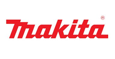 El logotipo de Makita es rojo y blanco sobre un fondo blanco.