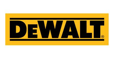 El logotipo de Dewalt es amarillo y negro sobre un fondo blanco.
