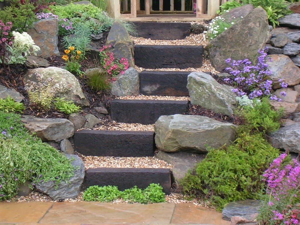 railway sleeper steps