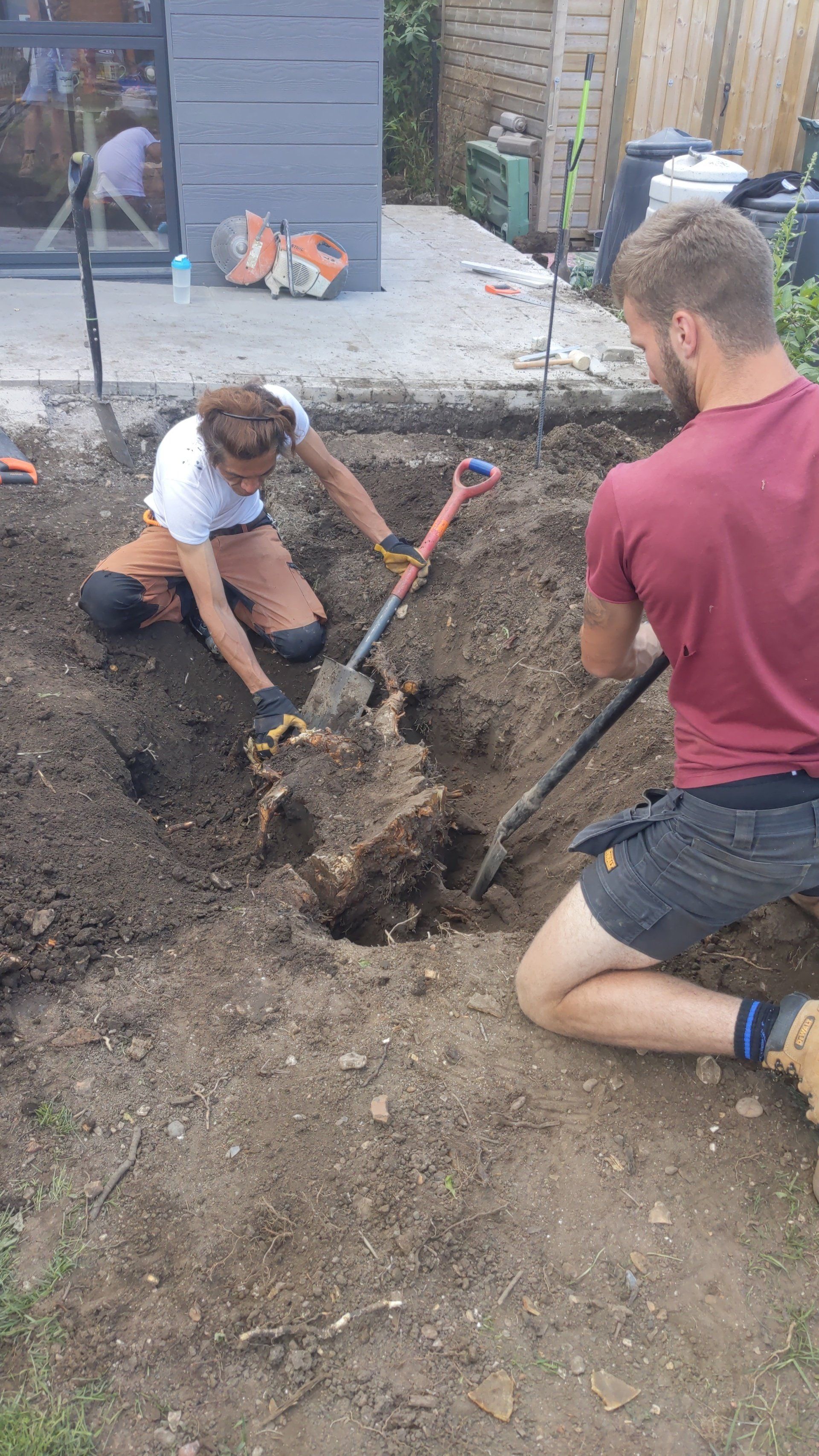 Digging to prepare for new landscaped garden