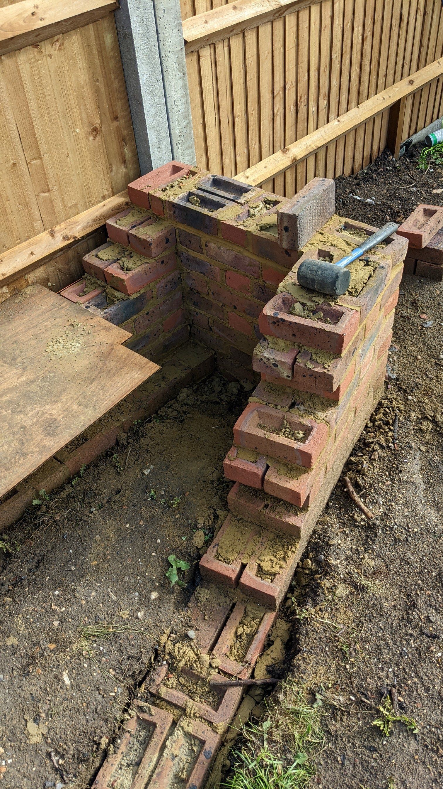 Hard landscaped flowerbed design in garden