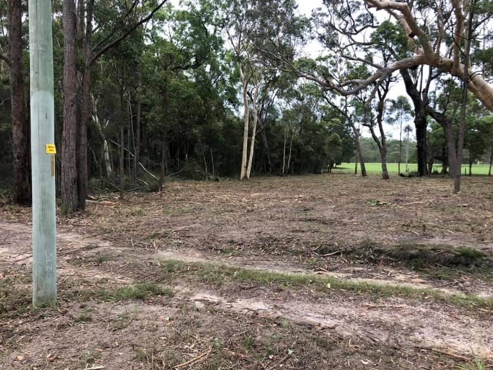 A Dirt Field With Trees in the Background and a Pole — BeCivil in Tomerong, NSW