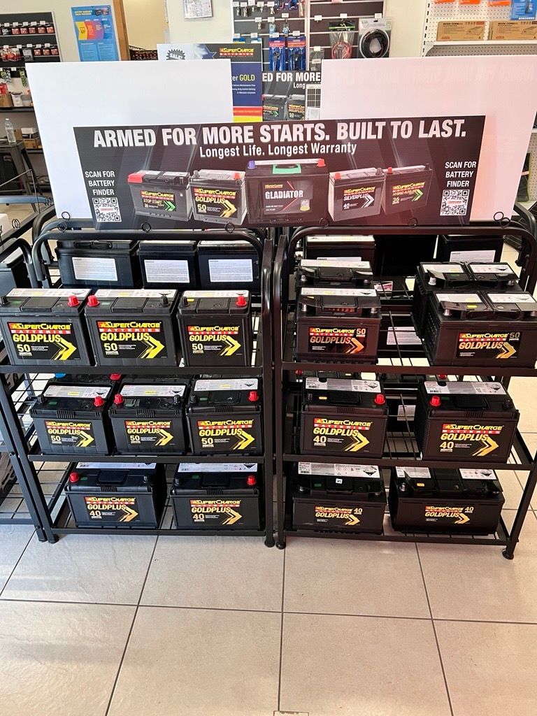 A Display Of Goldplus Batteries In A Store — Coast 2 Coast Batteries in West Gosford, NSW