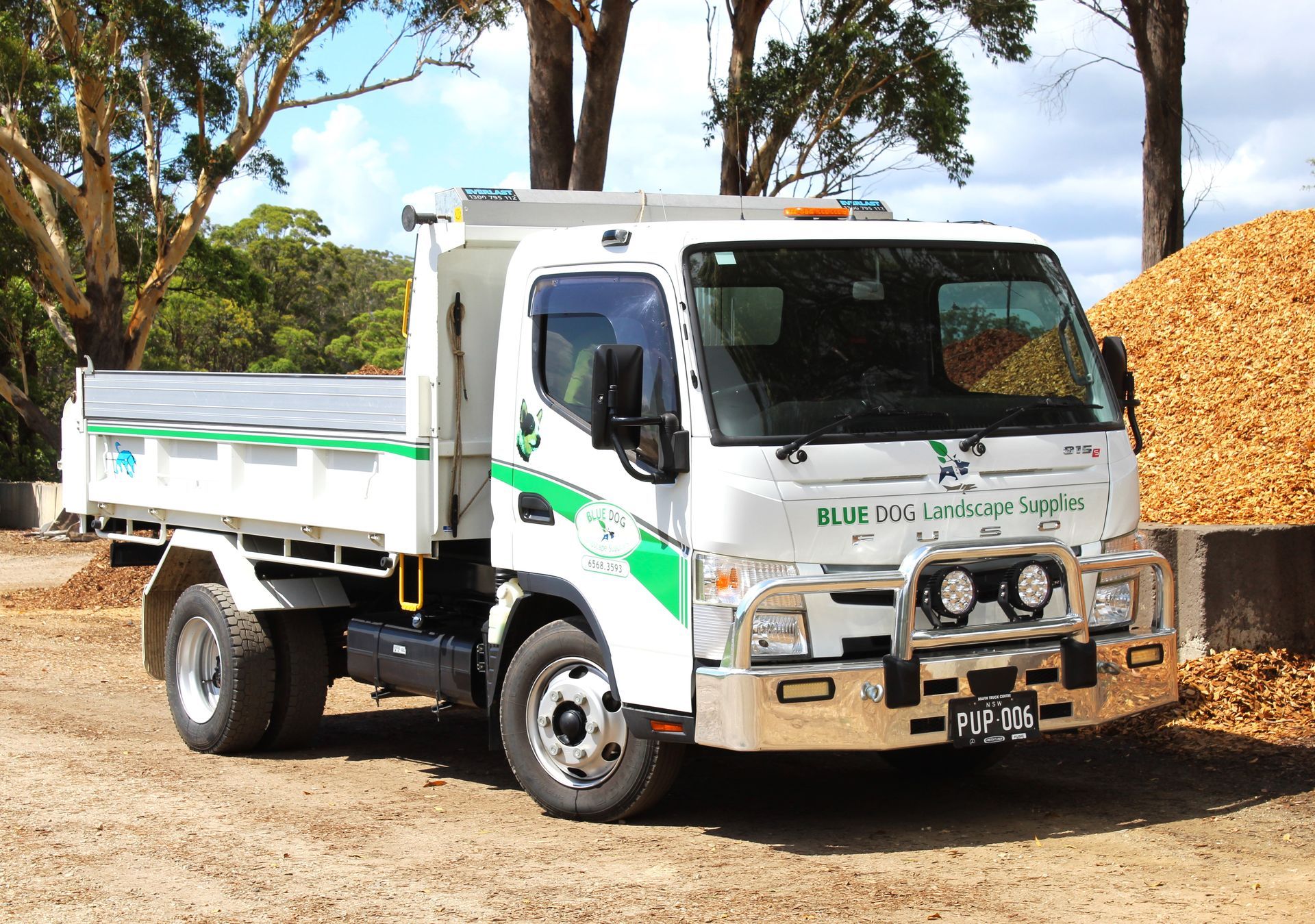 A Green And White Truck— Blue Dog Landscape Supplies In Urunga, NSW