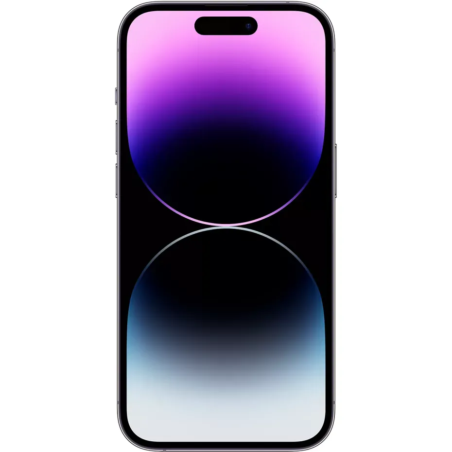 A cell phone with a purple and blue gradient on the screen.