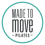 A logo for a pilates studio called made to move pilates.