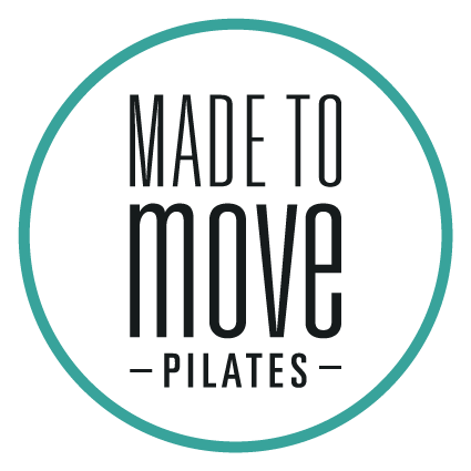 a logo for a pilates studio called made to move pilates .