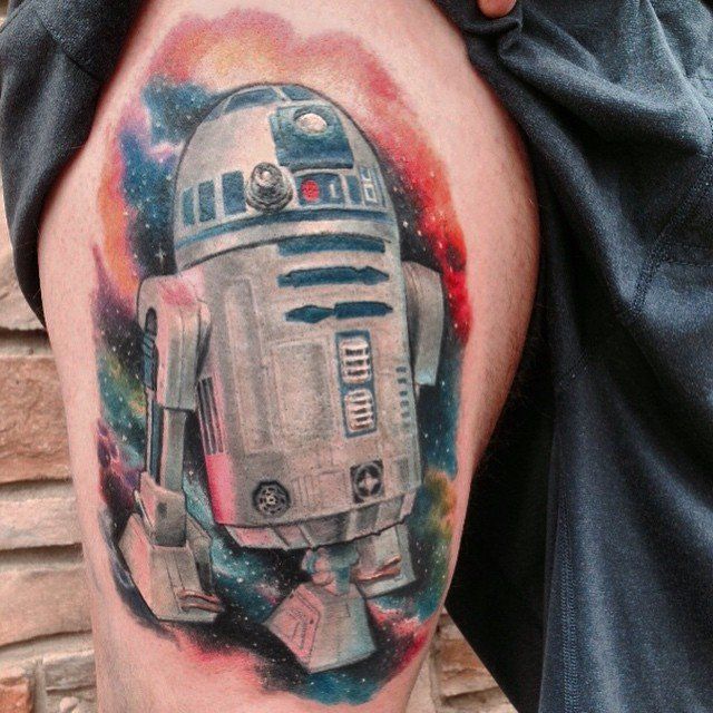 Star Wars R2-D2 Tattoo by Steve Hayes at Black Gold Tattoo Co in Edmonton Alberta Canada