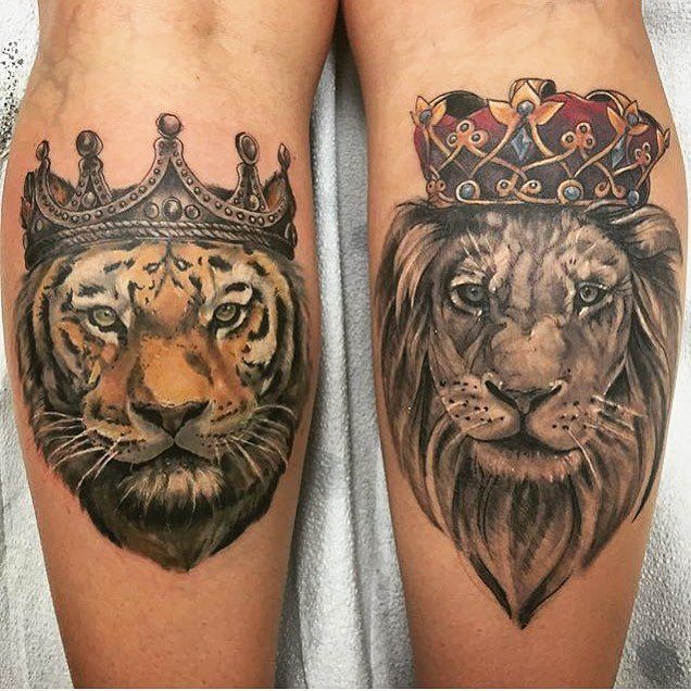 Lion and Tiger Tattoo by Sarah Michelle at Black Gold Tattoo Co in Edmonton Alberta Canada