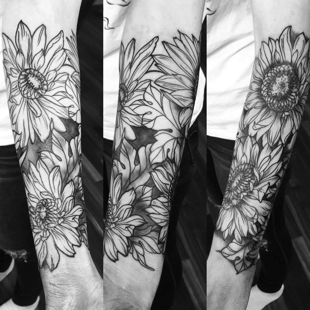 Floral Tattoo by Amber Strange at Black Gold Tattoo Co in Edmonton Alberta Canada