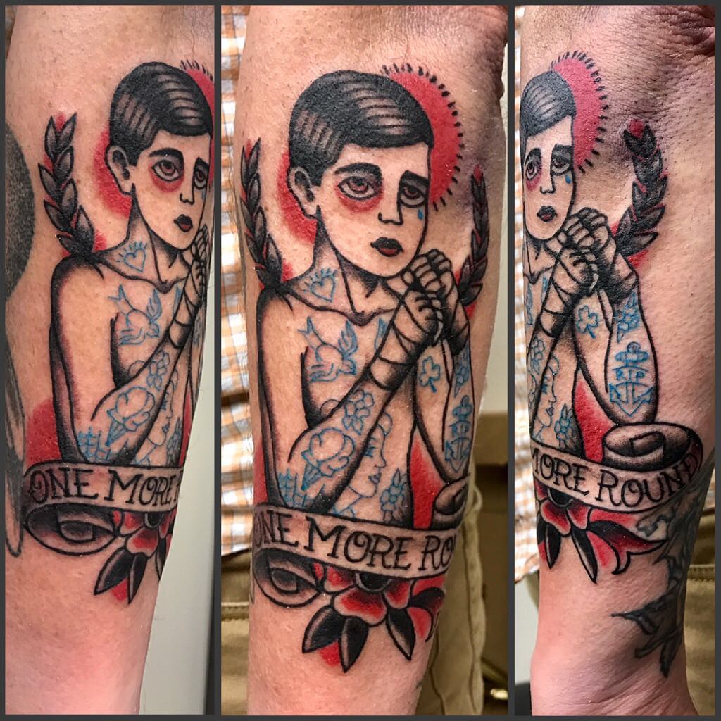 Traditional Tattooed Boxer Tattoo by Jess Alther at Black Gold Tattoo Co in Edmonton Alberta Canada