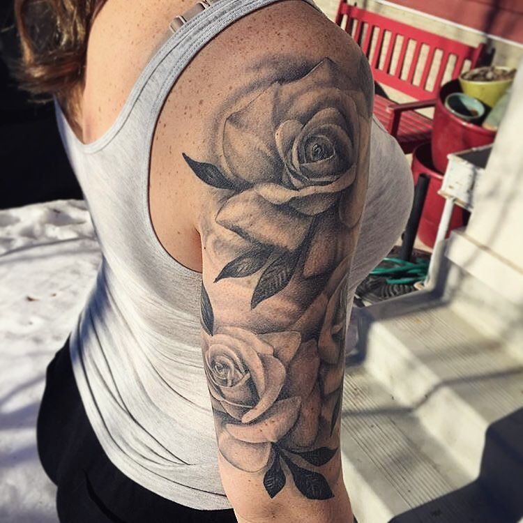 Roses Tattoo by Sarah Michelle at Black Gold Tattoo Co in Edmonton Alberta Canada