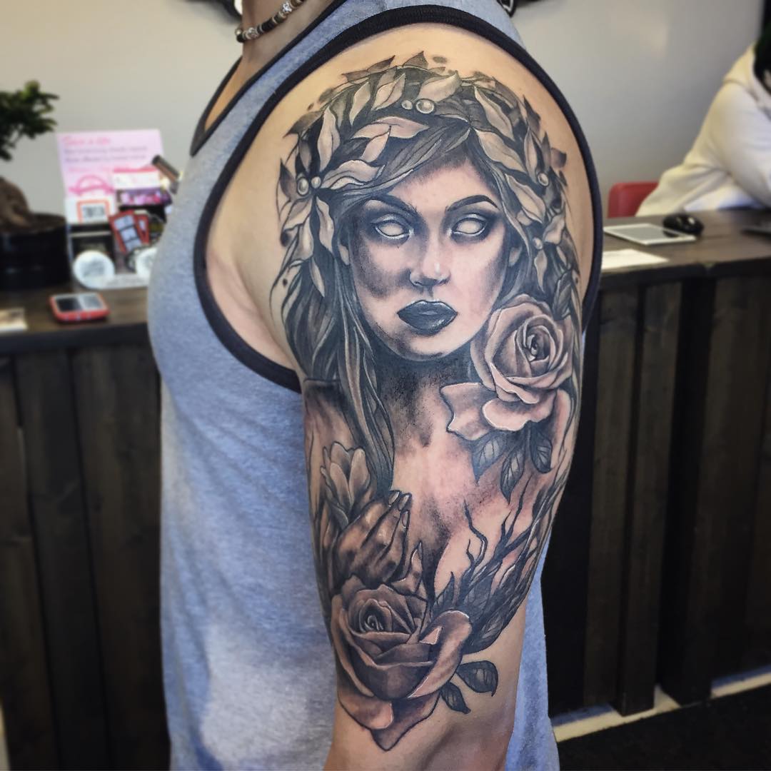 Goddess Tattoo by Sarah Michelle at Black Gold Tattoo Co in Edmonton Alberta Canada