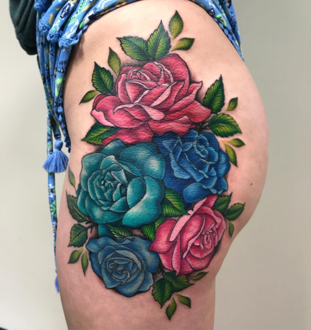 Roses Tattoo by Jess Alther at Black Gold Tattoo Co in Edmonton Alberta Canada