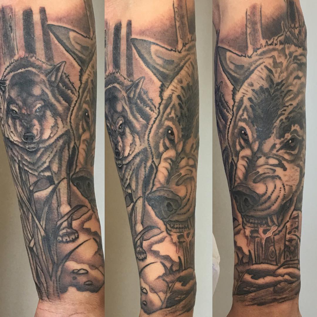 Wolf Tattoo by Curt Semeniuk at Crimson Empire Tattoo in Edmonton Alberta Canada