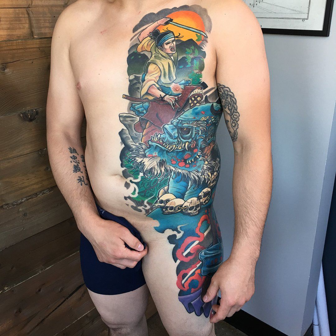 David and Goliath Tattoo by Curt Semeniuk at Crimson Empire Tattoo in Edmonton Alberta Canada