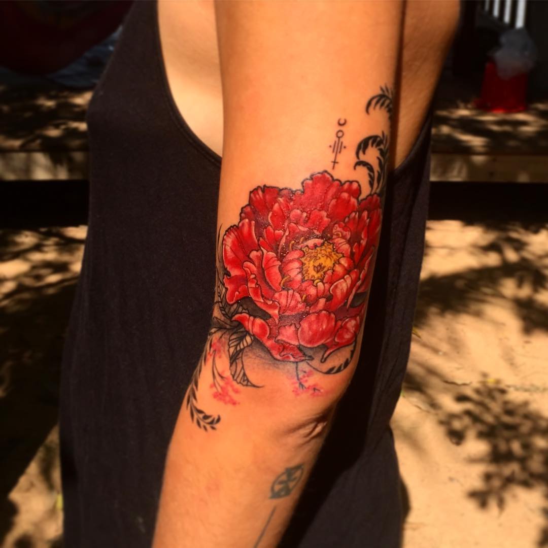 Peony Tattoo by Amber Strange at Black Gold Tattoo Co in Edmonton Alberta Canada