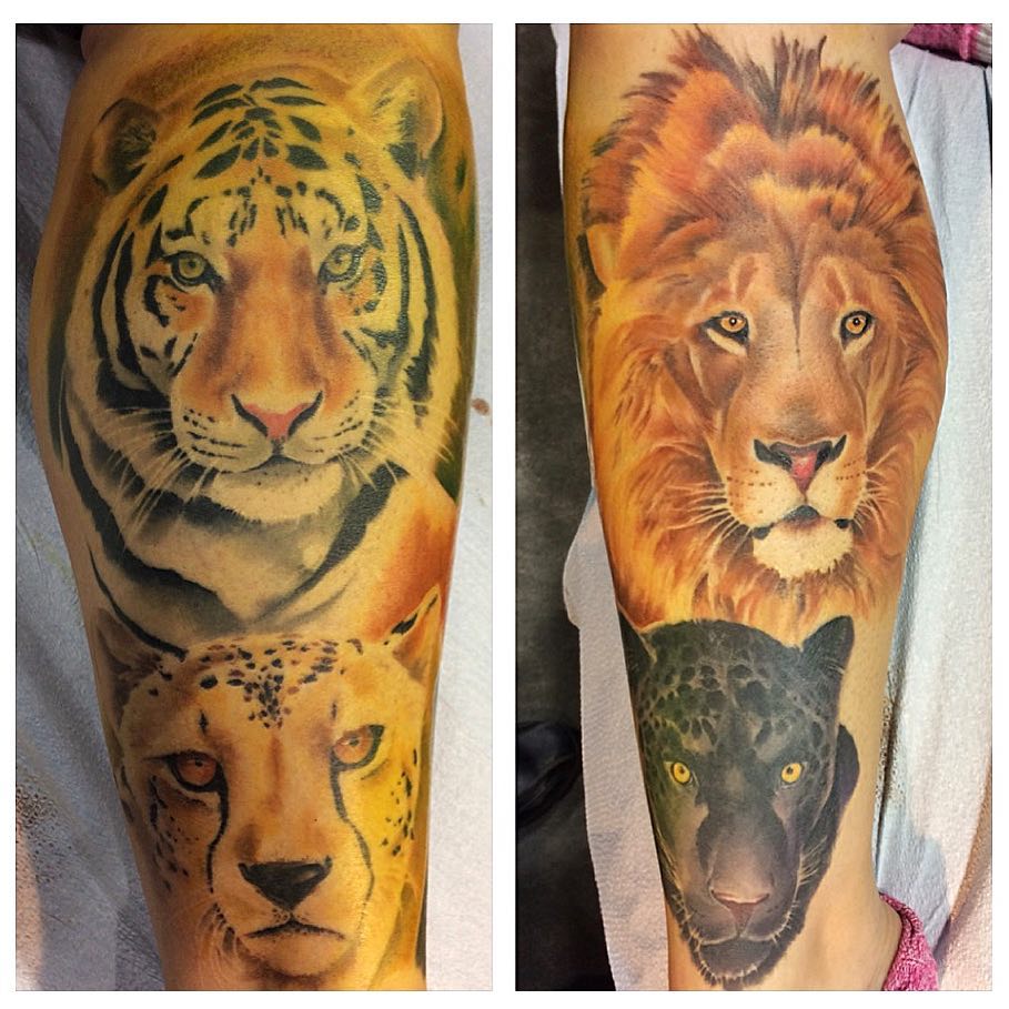 Wild Cats Tattoo by Chad Lavers at Crimson Empire Tattoo in Edmonton Alberta Canada