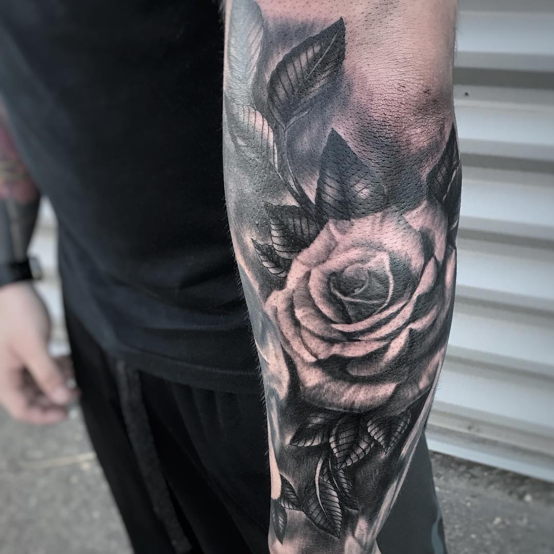 Rose Tattoo by Alan Coated at Black Gold Tattoo Co in Edmonton Alberta Canada