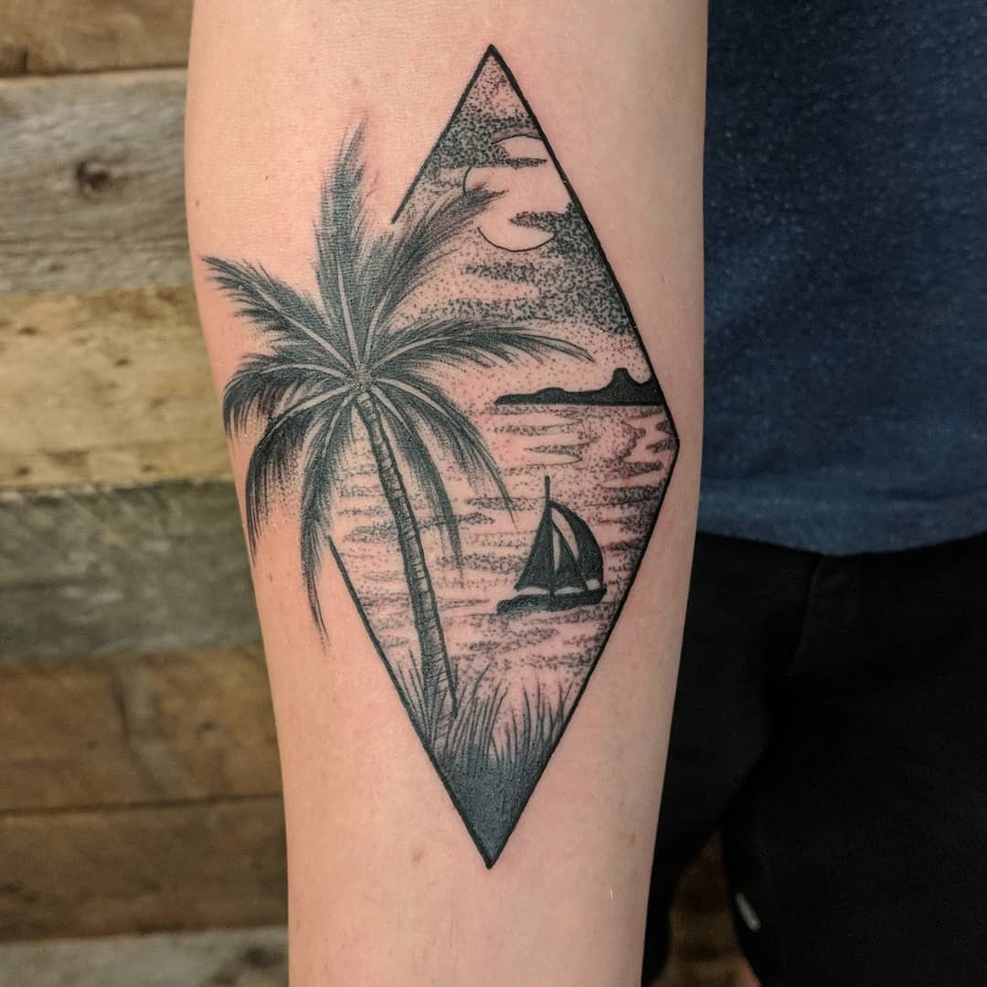 Beach Scenery Tattoo by Sheila Anderson at Crimson Empire Tattoo in Edmonton Alberta Canada