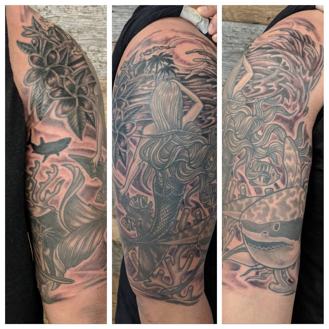 Mermaid Tattoo by Sheila Anderson at Crimson Empire Tattoo in Edmonton Alberta Canada