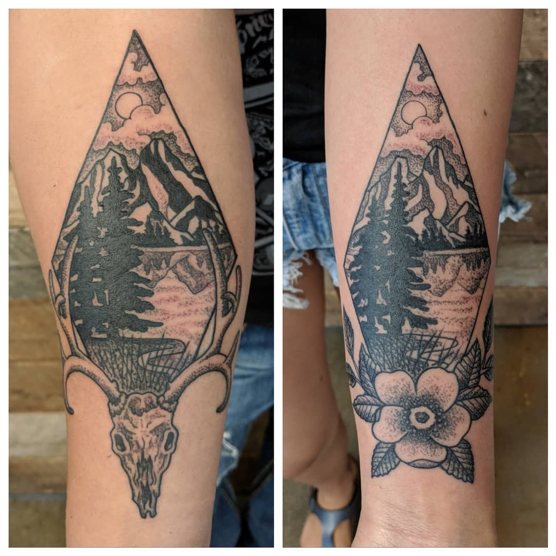 Nature Scenery Tattoos by Sheila Anderson at Crimson Empire Tattoo in Edmonton Alberta Canada