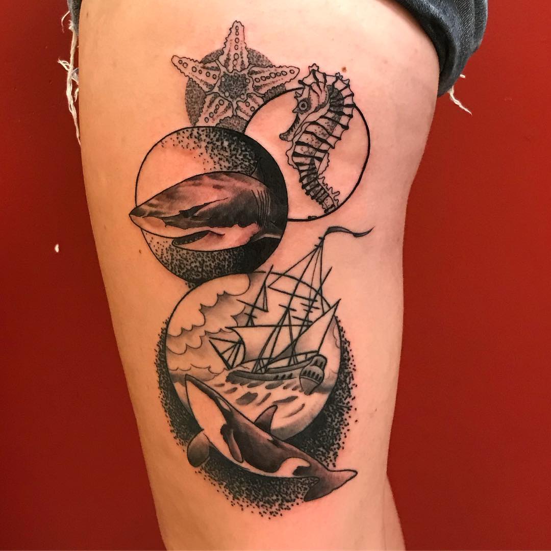 Sea Creature Tattoo by Trevor Pelletier at Black Gold Tattoo Co in Edmonton Alberta Canada