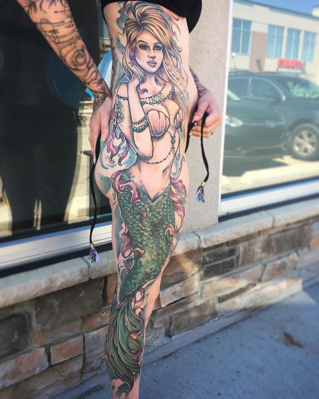 Mermaid Tattoo by Sarah Michelle at Black Gold Tattoo Co in Edmonton Alberta Canada