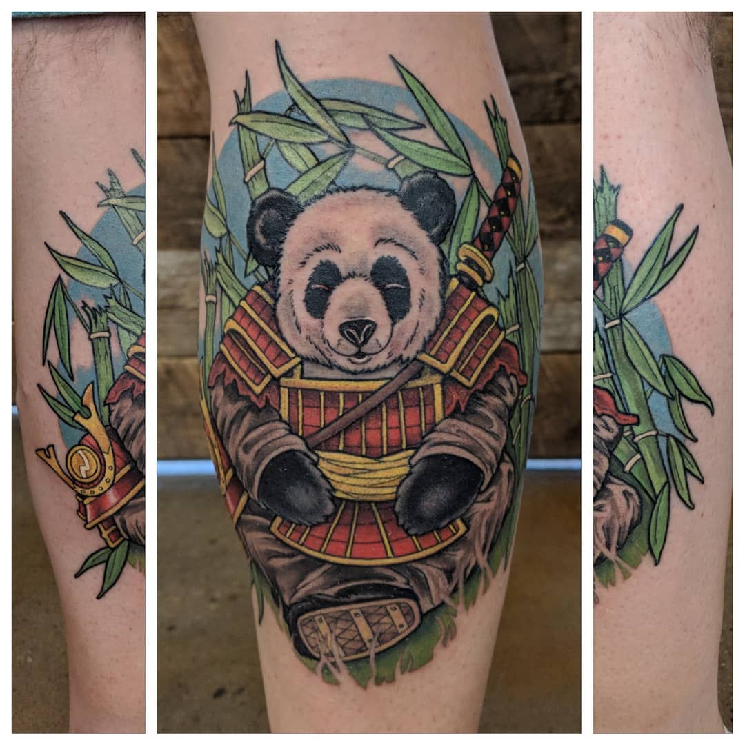 Samurai Panda Tattoo by Sheila Anderson at Crimson Empire Tattoo in Edmonton Alberta Canada