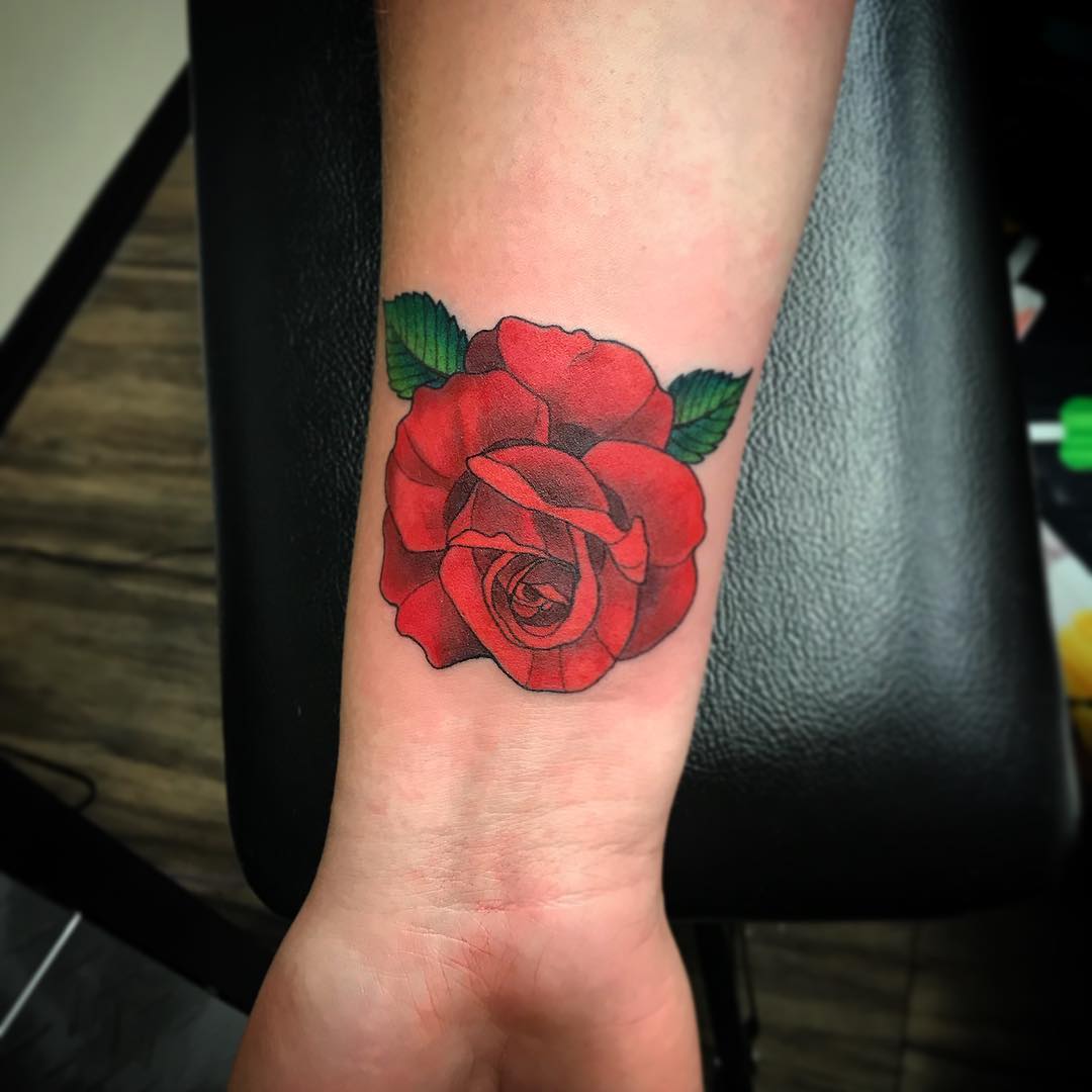 Rose Tattoo by Jess Alther at Black Gold Tattoo Co in Edmonton Alberta Canada