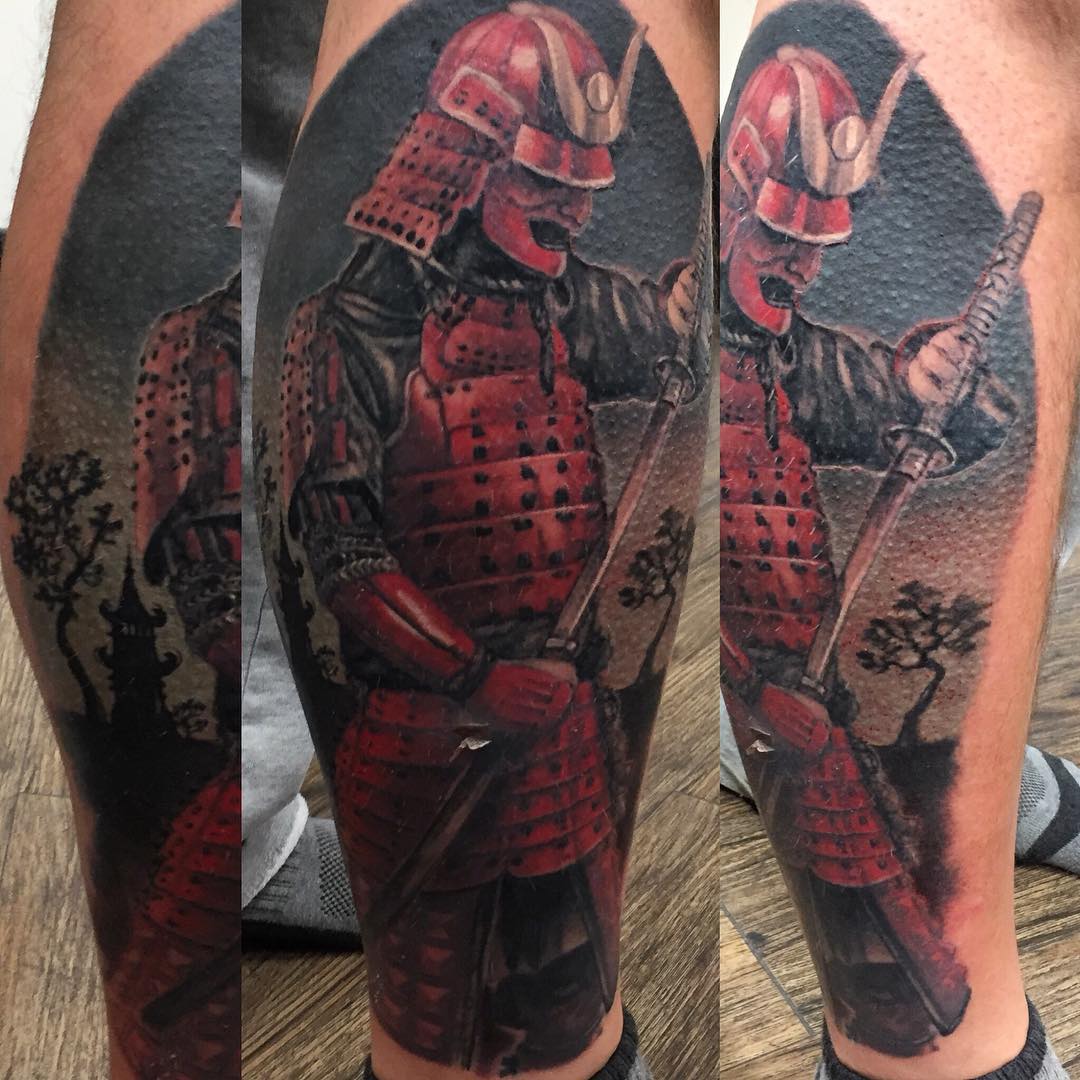 Samurai Tattoo by Steve Hayes at Black Gold Tattoo Co in Edmonton Alberta Canada
