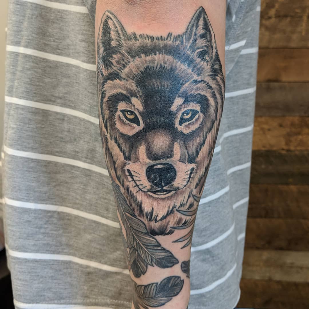 Wolf Tattoo by Sheila Anderson at Crimson Empire Tattoo in Edmonton Alberta Canada