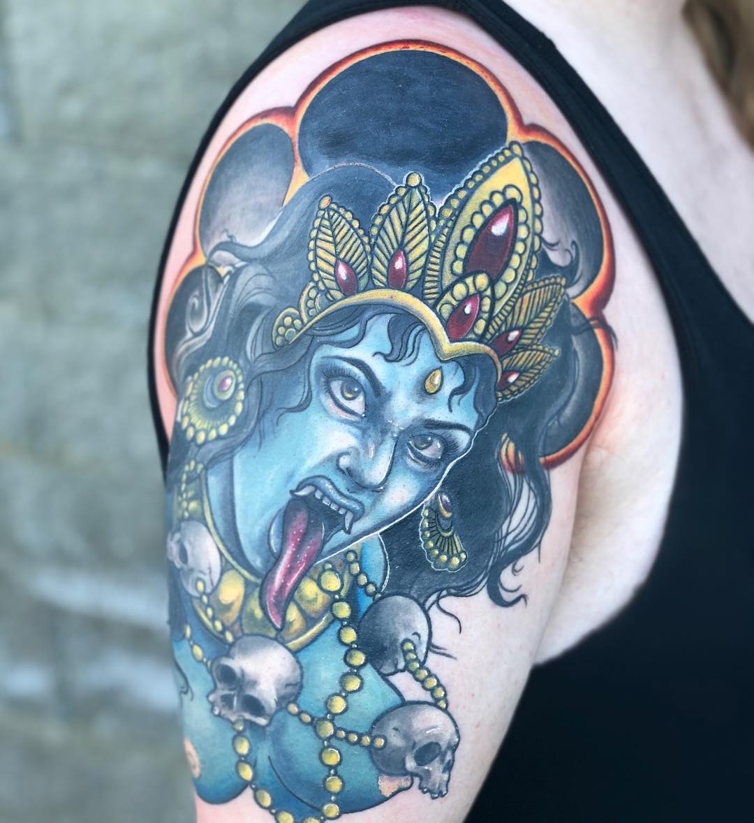 Kali the Destroyer Tattoo by Vanessa Spezowka at Crimson Empire Tattoo in Edmonton Alberta Canada