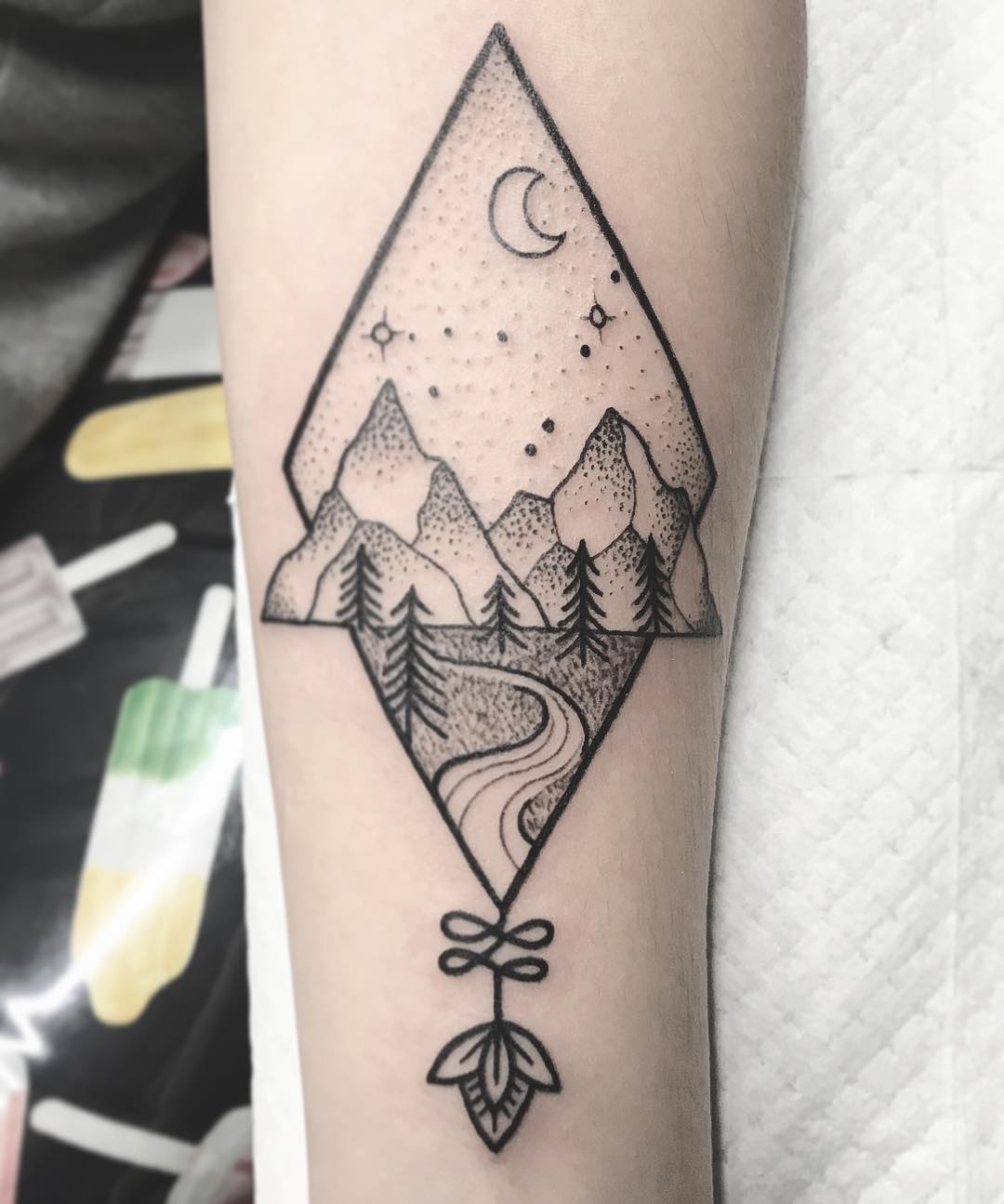 Simplistic Mountain Tattoo by Jess Alther at Black Gold Tattoo Co in Edmonton Alberta Canada