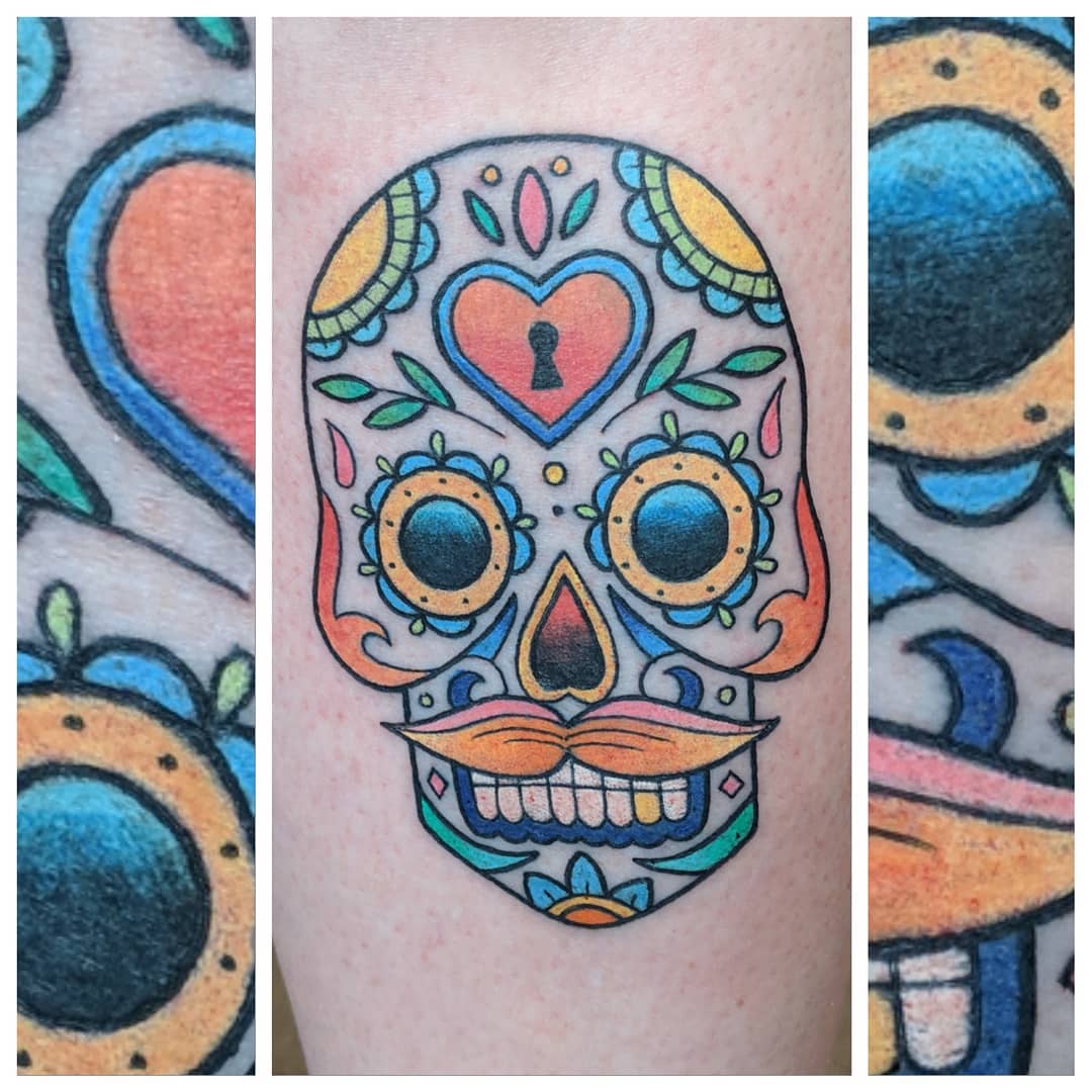 Sugar Skull Tattoo by Sheila Anderson at Crimson Empire Tattoo in Edmonton Alberta Canada