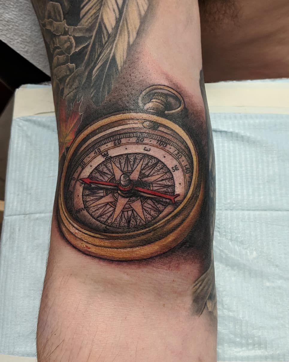 Compass Tattoo by Kevin Sherritt at Black Gold Tattoo Co in Edmonton Alberta Canada