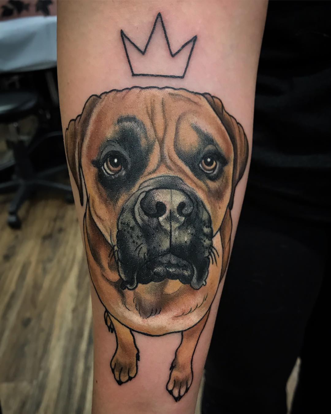 Dog Portrait Tattoo by Jess Alther at Black Gold Tattoo Co in Edmonton Alberta Canada