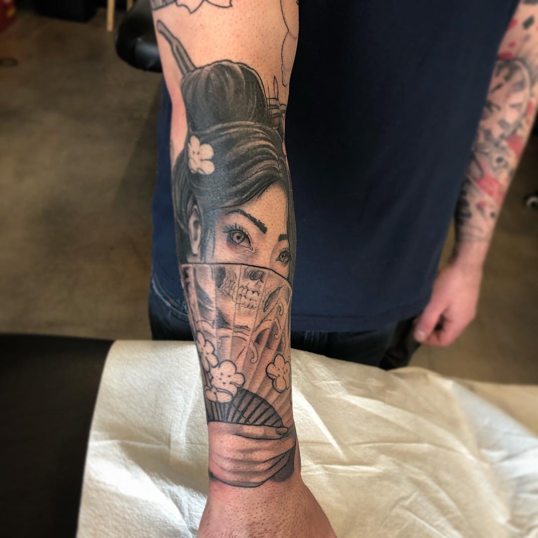 Geisha Tattoo by Curt Semeniuk at Crimson Empire Tattoo in Edmonton Alberta Canada
