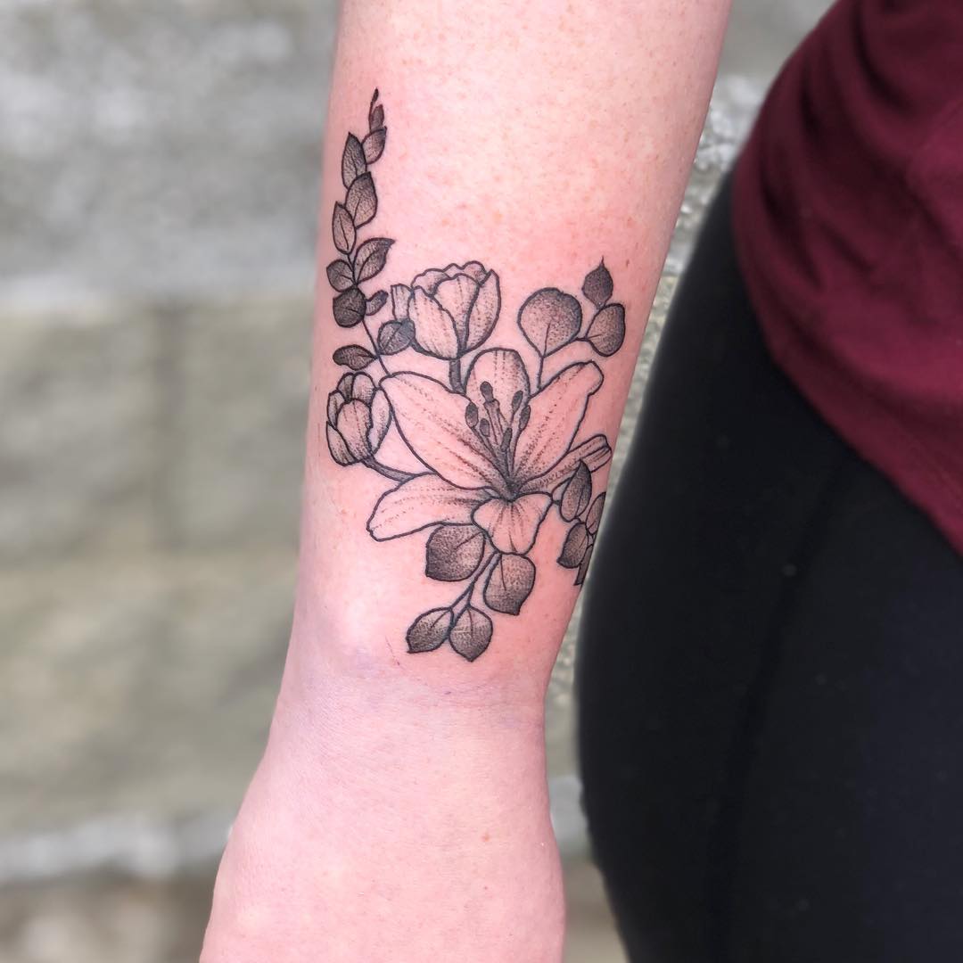 Floral Tattoo by Vanessa Spezowka at Crimson Empire Tattoo in Edmonton Alberta Canada