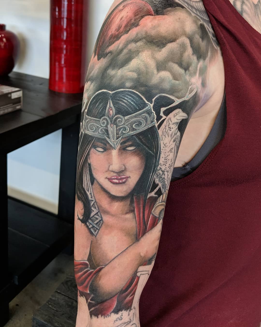 Celtic Goddess of War Tattoo by Kevin Sherritt at Black Gold Tattoo Co in Edmonton Alberta Canada