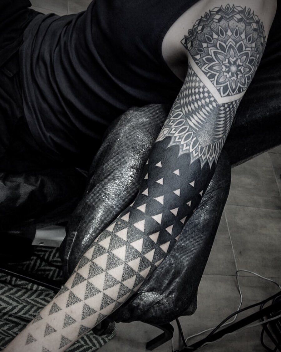 Geometric Dotwork and Blackwork Tattoo by Lex at Black Gold Tattoo Co in Edmonton Alberta Canada