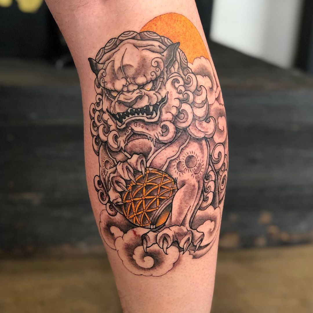 Foo Dog Tattoo by Curt Semeniuk at Crimson Empire Tattoo in Edmonton Alberta Canada